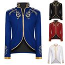 Mens Victorian Vintage Medieval Jacket Embroidery Coat Prince Cosplay Costume