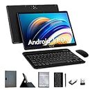 Tablet 10.1 Inch Android 11 Tablets with 4G LTE Cellular, 4G RAM, 64GB ROM, 2 In 1, Octa-Core, Keyboard，Tablet Case, 13MP Camera, Bluetooth, WiFi, GPS, Dual Sim Card Slot, HD Touchscreen, (Black)