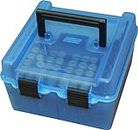 MTM R-100-MAG-24 Deluxe Ammo Box 100 Round Handle WSM WSSM Ultra Mag, USA Made, Clear Blue
