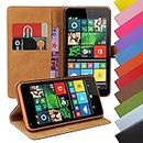 Eximmobile - Book Case Handyhülle für Nokia Lumia 920 mit Kartenfächer in Braun | Schutzhülle aus Kunstleder | Handytasche als Flip Case Cover | Handy Tasche | Etui Hülle Kunstledertasche