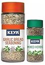 Keya Garlic Bread Seasoning |All Natural & Healthy Spice Blend| Glass Bottle | Premium Herbs and Spices 50gm & Keya 100% Natural Mixed herbs | Pure & Refreshing| Organic Dried Herb, 23gm