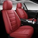 Isen-CoverAuto Full Coverage Faux Leather Car Seat Covers Universal Fit for Cars,Trucks,Sedans and SUVs with Waterproof Leatherette in Automotive Seat Cover Accessories (Wine Red, Front Pair)