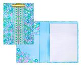 Folio de portapapeles azul Lilly Pulitzer con bloc de notas forrado de 60 páginas y trastero interior