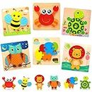 Toddler Puzzles Wooden Puzzles for Toddlers 1-3 | Montessori Toys for 1 2 3+ Year Old | Toys for 1 2 3 4+ Year Old Girl Boy | Puzzles for Kids Ages 2-4 Learning Educational Preschool Toys - 6 Pack