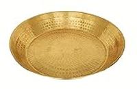 KARMBHUMI Kitchen King Brass Platter 13INCH Handmade Pure Brass Parat/Platter, Hammered Design (Pital ka Big Parat)