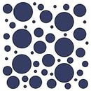 Set of 100 Vinyl Wall Decals - Assorted Polka Dots Stickers - Removable Adhesive Safe on Smooth or Textured Walls Round Circles Bathroom Kids Room Nursery Decor Navy Blue