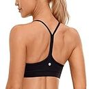 CRZ YOGA Butterluxe Womens Y Back Sports Bra - Padded Racerback Low Impact Spaghetti Thin Strap Workout Yoga Bra Black Small