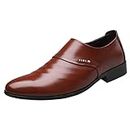 Zapatos de vestir Derbys para hombre Zapatos formales Oxford Zapatos de cuero Brogues Zapatos de vestir con punta de ala, Brown, 45 EU