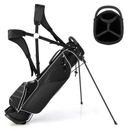 Costway Golf Stand Cart Bag with 4 Way Divider Carry Organizer Pockets-Black