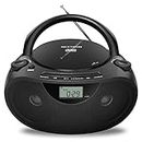 Nextron Portable Stereo CD Player Boombox with AM/FM Radio, Bluetooth, USB, AUX-in, Headphone Jack, CD-R/RW and MP3 CDs Compatible, Clear and Full Sound with Bass Boost, AC/Battery Operated – Black