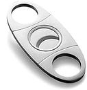 HASTHIP Stainless Steel Pocket Cigar Tool Cigar Cutter with Double Guillotine Cutter Blades Nipping Off The end of Cigar for Most Size of Cigars (Multicolour)