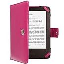 TECHGEAR Pink Kindle PU Leather Folio Case Cover With Magnetic Clasp made for Amazon Kindle eReader & Kindle Paperwhite with 6 inch Screen [Book Style]
