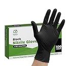 [100 Count] Black Nitrile Disposable Gloves 6 Mil. Extra Strength Latex & Powder Free, Chemical Resistance,Textured Fingertips Gloves - S