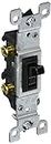 Leviton 1451-2E 15 Amp, 120 Volt, Toggle Framed Single-Pole AC Quiet Switch, Residential Grade, Grounding, Black