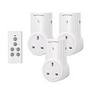 HBN Remote Control Plug Socket,13A/3120W Wireless Light Switch 30M/100ft Operating Range for Household Appliances,3 Pack Sockets and 1 Remote