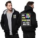 Tencen Custom Personalised Fleece Hoodie Jacket Design Your Own 2 Side Print Front Back Thick Winter Warm Thermal Zip up