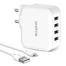 Oraimo 25.5W 4 Ports USB Charger, 5.1A Wall Charger Phone Adapter Compatible for iPhone 13/13 Mini/13 Pro Max/12/12 Pro Max, iPad Mini/Pro, Pixel, Galaxy, Airpods Pro (Black)
