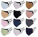 Bildos Cotton Unisex Super Breathable Cloth Face mask with Adjustable Ear Loop (Multicolour) - Pack of 12