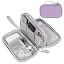 FYY Electronic Organizer, Travel Cable Organizer Bag Pouch Electronic Accessories Carry Case Portable Waterproof Double Layers Storage Bag for Cable, Charger, Phone, Medium Size- Light Purple