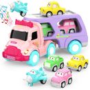 Juguetes 1-3 años niña transportador camión niña fricción potencia coches luz