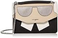 Karl Lagerfeld Paris Maybelle Novelty Flap Shoulder Bag, White/Black Karl, One Size
