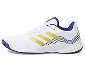 adidas Men's Novaflight Sustainable Indoor Court Shoes Volleyball, White/Matte Gold/Lucid Blue, 9
