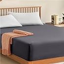 My home store Egyptian Cotton Fitted Sheets King Size Charcoal - 300TC Hotel Quality 30 cm Fitted Bedsheets Set