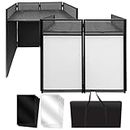 Portable DJ Event Booth Facade DJ Facade Table Station, 40 * 40 * 20 Inches Foldable DJ Booth Flat Table Top with White & Black Scrim, Padded Carrying Bag,Metal Frame DJ Booth Panel DJ Table
