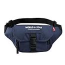 World Star Polyester Waist Pack Travel Handy Hiking Zip Pouch Document Money Phone Belt Sport Bag for Men and Women and Adult | Blue | sharkk Navy Waist Bag