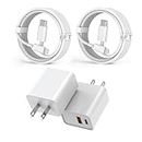 Fast iPhone Charger, 2Pack 20W Dual Port QC+ USB C Charger Block Plug Adapter Dual Charger iPhone Fast Charging Brick 6 FT USB C to Lightning Cable iPhone Cord for iPhone 14/13/12/11/Pro Max/Mini/XR/X