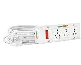 Bitcorp Extension Board 6A 16A 20A Muti Pin 3 Socket 1 Switch (3500W) with Surge Protector 3 Meter Long Cable Cord for Multiple Heavy Duty Home Kitchen Office Outdoor Indoor Appliances (White)