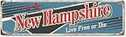 SmartSign 4 x 14 inch New Hampshire State Vintage Metal Sign “Live Free Or Die”, 40 mil Rustproof Aluminum with Clear Overcoat, Retro Wall Décor, Multicolor