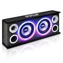 Pyle 8” Dual Subwoofer Box System - 8'' Dual Series Vented Subwoofer Enclosure - Rear Vented Design with Built-in Illuminating LED Lights, 2 x 300 Watts Max Power, Two 4” Tweeters - PL28BSL