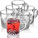 MULTI ZONE Crystal Clear Toughened Glass Tea Cup with Convenient Solid Handle Cups, Espresso Mug Set for Tea, Coffee, Hot/Cold Drinks (Elegant 200 ml 6 pcs)