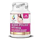 Optima Naturals Colours of Life Acido Folico 400 mcg - Integratore di Contribuisce alla Crescita dei Tessuti Materni Gravidanza Senza Glutine Vegano, 120 Compresse