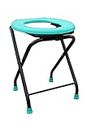 KBG Elderly Portable Commode Stool For Disabled Man And Pregnant Woman Iron Shower And Bathing Room Mobile Commode Chair With Toilet Seat Comfortable Safe Toilet Stool Anti-Skid (Green)
