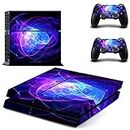 UUShop Skin Decal for Playstation 4 Console System and PS4 Wireless Dualshock Controller - Blue Purple Lines