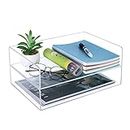 Clear Acrylic Desk Organizers, BOJVESH 2-Tier Paper Organizer Tray, Stackable Classroom File Storage, Workspace Supplies Accessories for Office Home Documents A4 Notebook