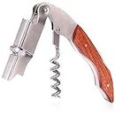 HASTHIP® Waiters Corkscrew Wine Bottle Opener Professional Stainless Steel Wood Handle Foil Cutter
