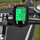 EXGUEACK Bike Computer Wired, Waterproof Bicycle Speedometer and Odometer with Back Light,19 Functions Cycle Pedometer with Large LCD Touch Screen for Outdoor Men Women Teens Bikers (Black)