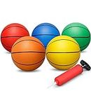 Dilabnda 16CM Rubber Basketball, Colorful Kids Mini Toy Basketball, Children's Rubber Basketball, Teenage Basketballs with Pump, Great Indoor Outdoor Fun Sports for Kids and Adults (5 Pack)