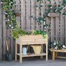 Wooden Raised Garden Bed Outdoor Elevated Planter Box w/ Bottom Shelf, Natural