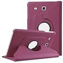 Mcart 360° Degree Rotating (Swivel Stand) PU Leather Folio Flip Cover case for Samsung Galaxy Tab E 9.6 inch SM-T561 T560 T565 T567V Flip Cover Case (Purple)