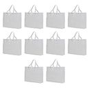 DISCOUNT PROMOS Reusable Shopping Tote Bags - 10 Pack - Canvas Cloth Grocery Shopping Bags - White