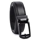 HAMMONDS FLYCATCHER Genuine Leather Belt for Men - Perfect for Formal and Casual Wear - Majestic Black - Adjustable Waistband up to 46 Inches - Autolock Belt for Formal and Casual Wear