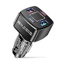 Amiss Car Charger USB C, 4 Port Car Charger 38W PD &QC3.0 &USB-A +Type-C 30W Fast Charging Car Charger Suitable for iPhone & Android-Black
