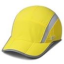 TITECOUGO Quick Dry Bright Hat Running Cap Reflective Sports Hat Night Workout Hats for Women Summer Sun Folding Hat Cap for Golf Hiking Outdoor Camping Gym Tennis Travel Baseball Cap Yellow