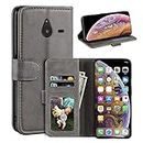 Case for Nokia Microsoft Lumia 640 XL, Magnetic PU Leather Wallet-Style Business Phone Case,Fashion Flip Case with Card Slot and Kickstand for Nokia Microsoft Lumia 640 XL 5.7 inches-Grey