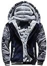 JiangWu Hoodies for Men Winter Heavyweight Fleece Sherpa Lined Zipper Sweatshirt Jackets (X-Large, B-Dark-blue)