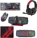 Creative Mind Gaming Keyboard and Mouse and Mouse pad and Gaming Headset, Wired LED RGB Backlight Bundle for PC Gamers Users - 4 in 1 Gift Box Edition Hornet (4 in 1 Gaming Combo)
